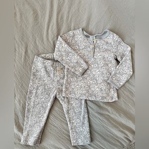 H&M ribbed Lavender with flower pattern set 9-12m.